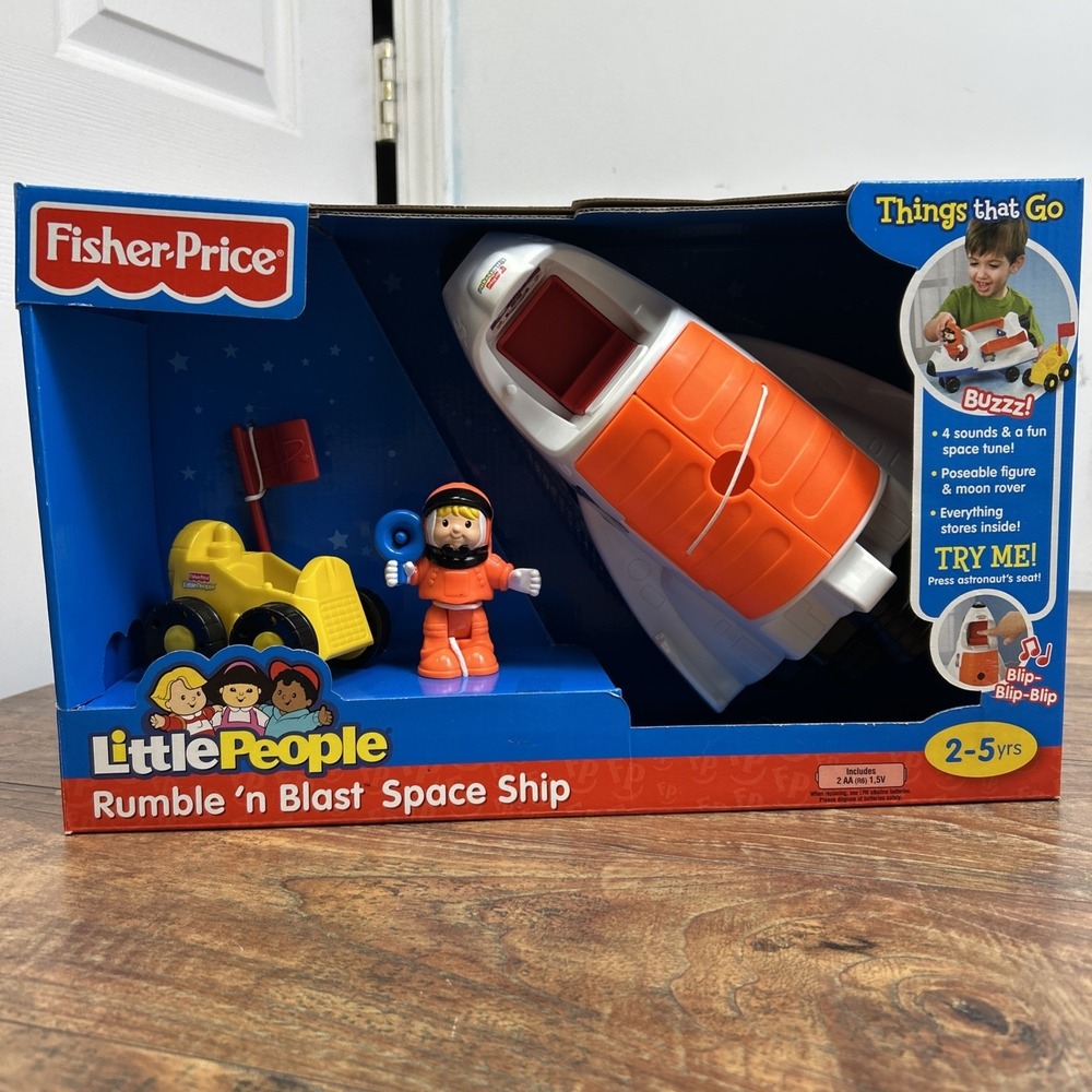 NIB Fisher Price Little People Rumble 'n Blast Space‎ Ship Retired Works V4348